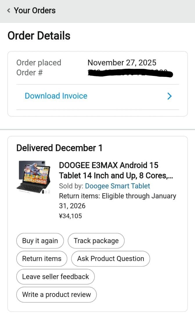 Androidタブレット本体 DOOGEE Tab E3Max VIP Edition 256GB 14inc