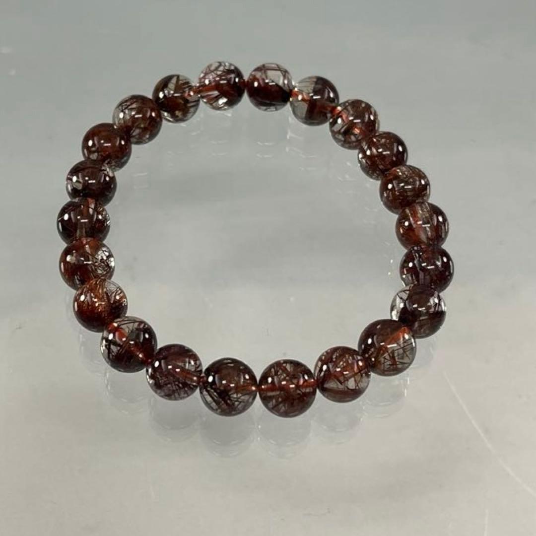 BRY0867☆レッドルチルクォーツブレスレット☆高品質　天然石　美品