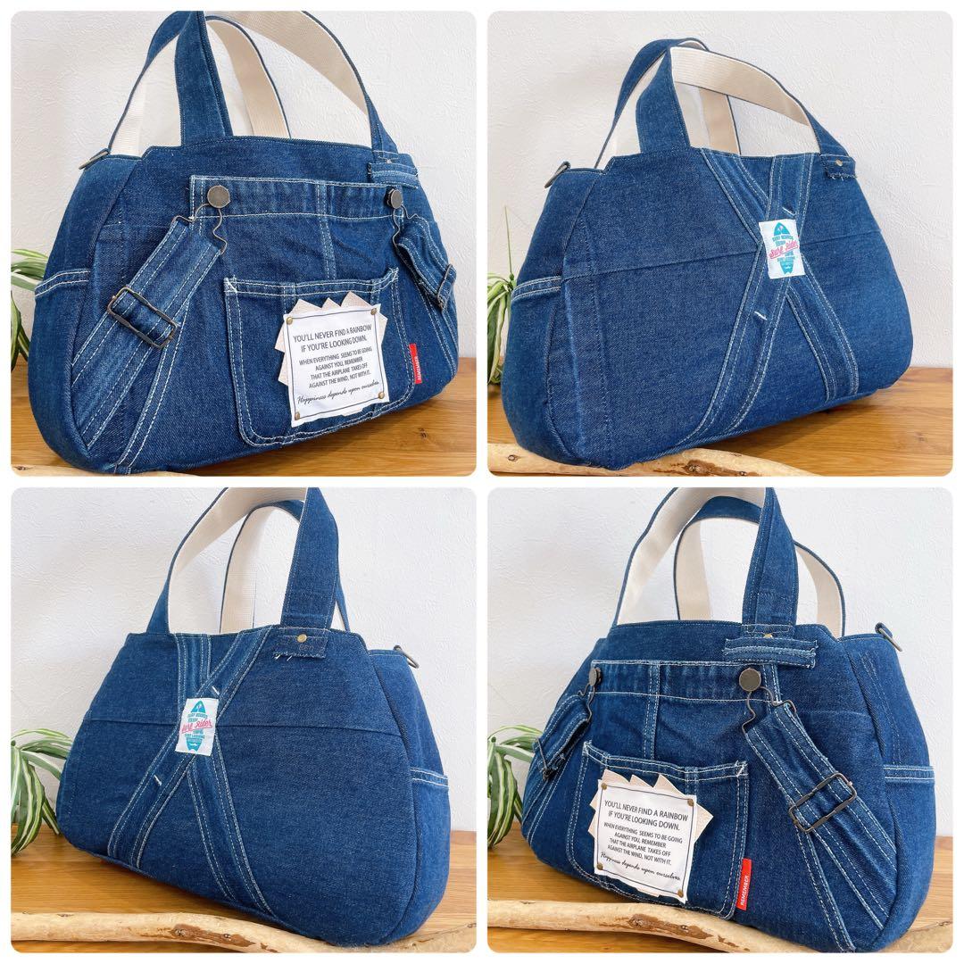 BIGsize★2wayトートバッグ デニムリメイク オーバーオール
