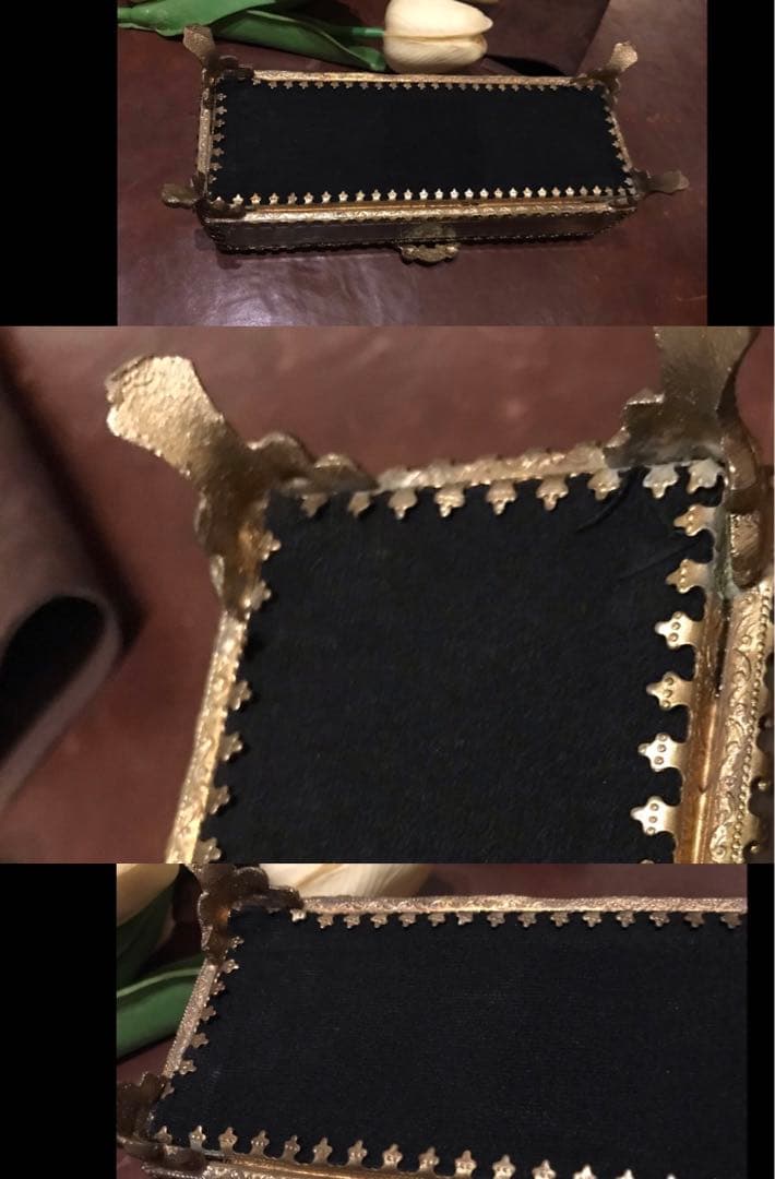 ヴィンテージ ベベルガラス　レクタングルガラスボックス