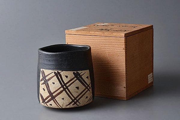 k422 茶道具　水野寿山　黒織部茶碗