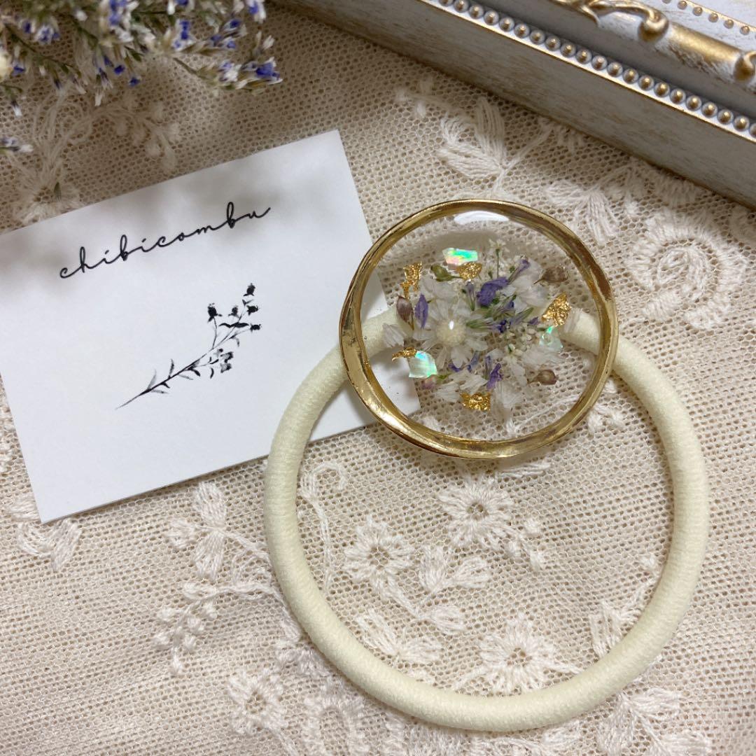 ハンドメイド　レジン　お花　ヘアゴム　ポニーフック　ブローチ　no.135