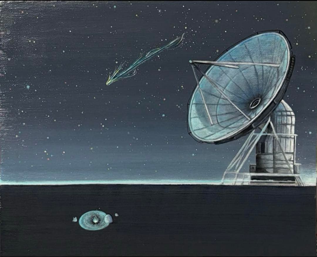 はる　comet at down （夜明けの彗星）　　アクリル画