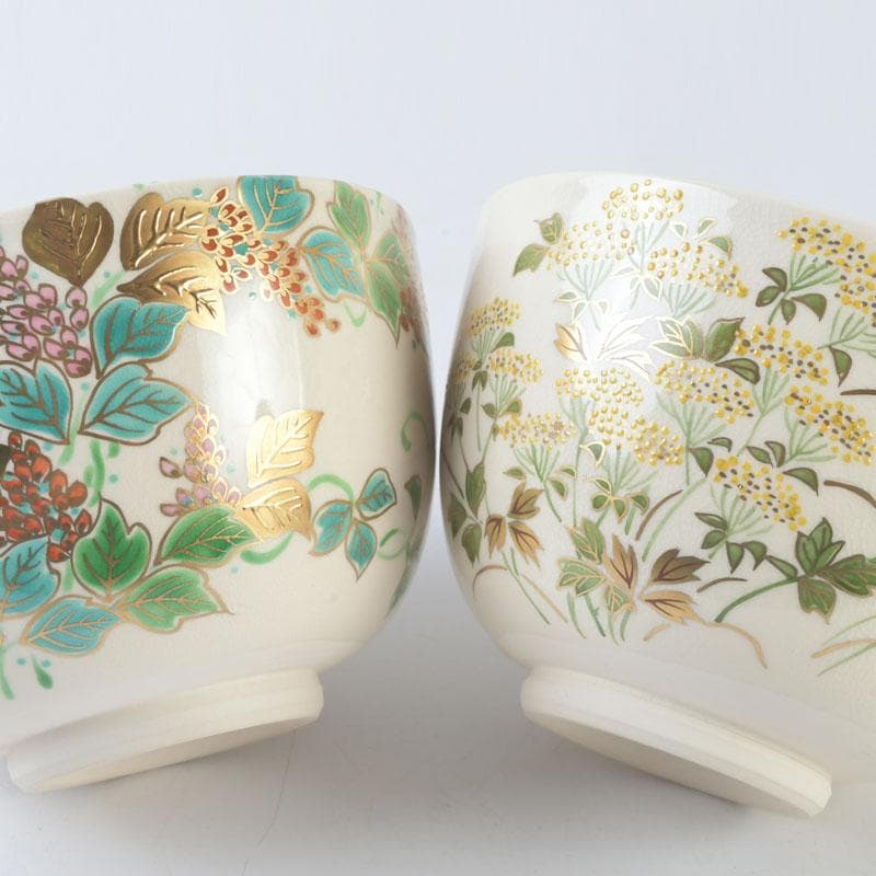 茶道具　富永玄山作　秋七草絵　数茶碗　七客　共布共箱　F　9964A