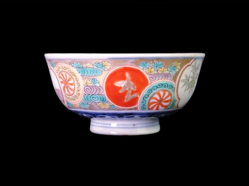 古伊万里　色絵　竹に雀図　向付　りん茶碗　５客　A507AS-fbvt