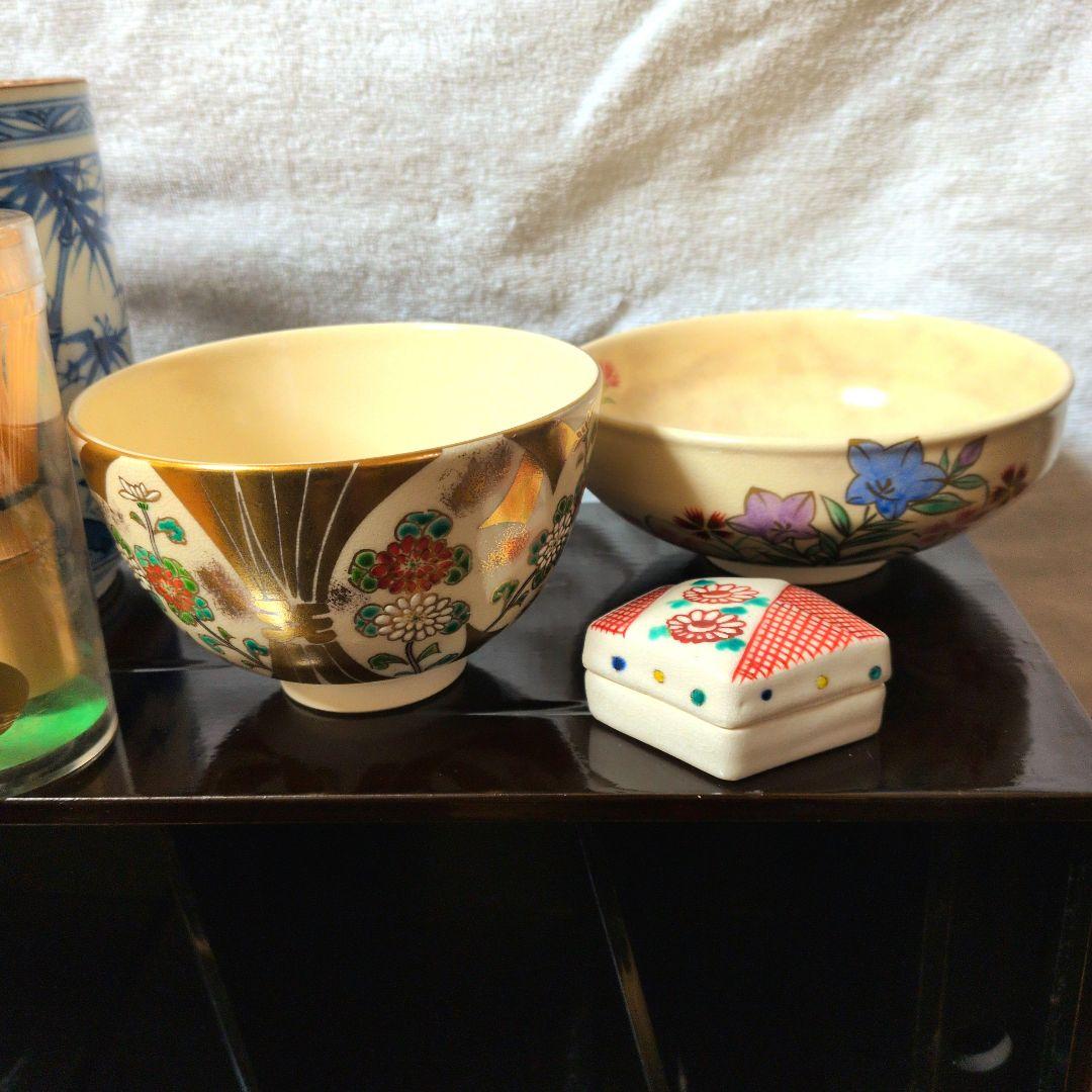 茶道具セット 青い竹模様 茶箱。常識範囲内交渉有。