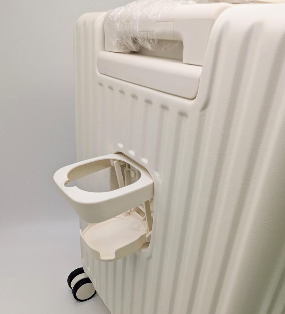 【新品・機内持込可】多機能スーツケース Sサイズ フロントオープン 白
