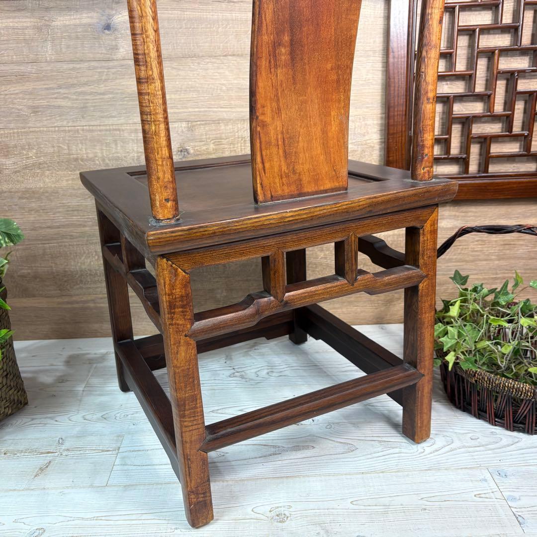 訳あり品！中国年代物アンティークビンテージ木製チェアインテリア家具椅子飾り台花台