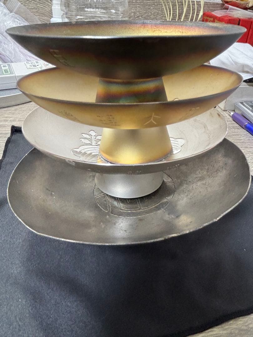 純銀盃×4枚！総重量585.5g！全てに純銀刻印、造幣局silver刻印有り！