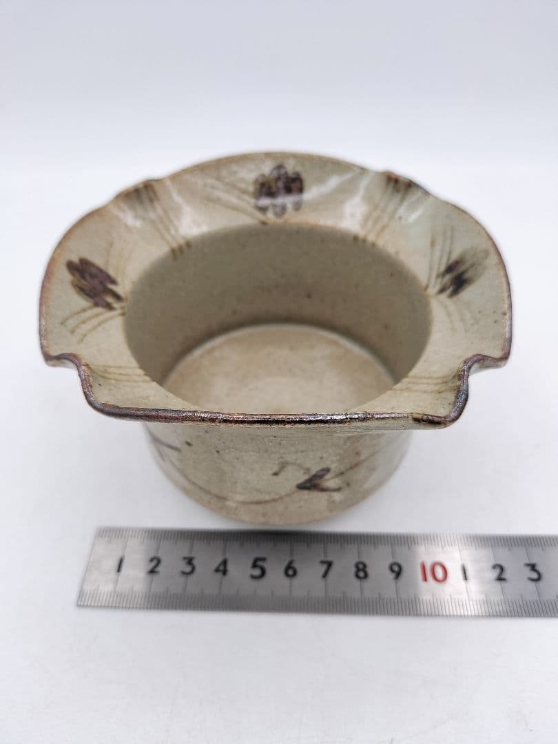 d055【未使用品】火入 絵唐津 口四方 中里太郎右衛門 三ツ星　木箱 茶道具