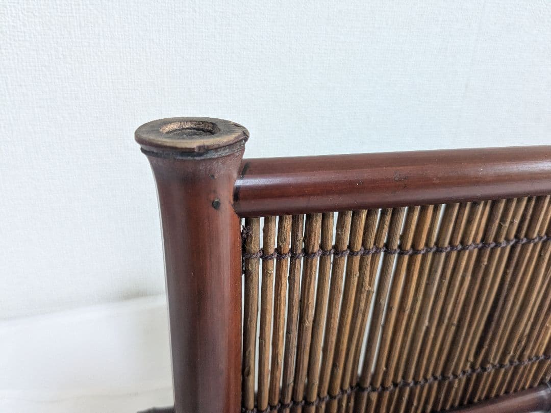 茶道具 竹峰造 京間 萩入黒竹 結界 衝立 炉屏 刻印