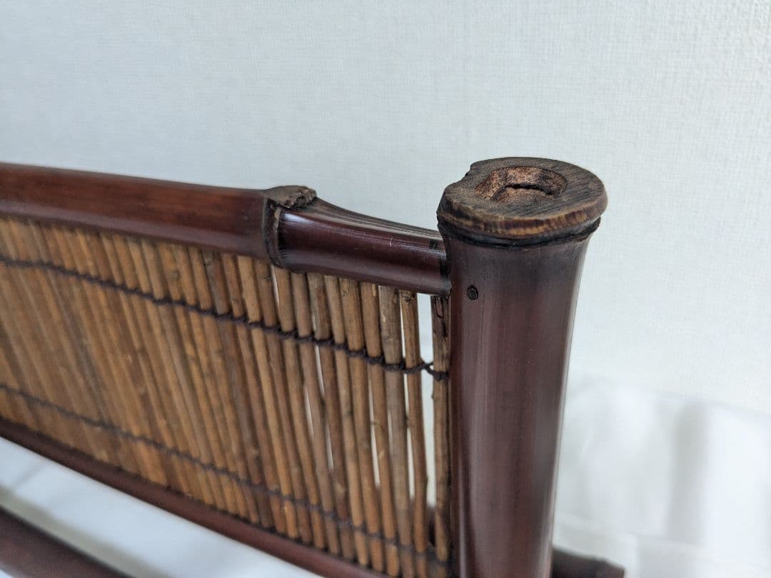 茶道具 竹峰造 京間 萩入黒竹 結界 衝立 炉屏 刻印