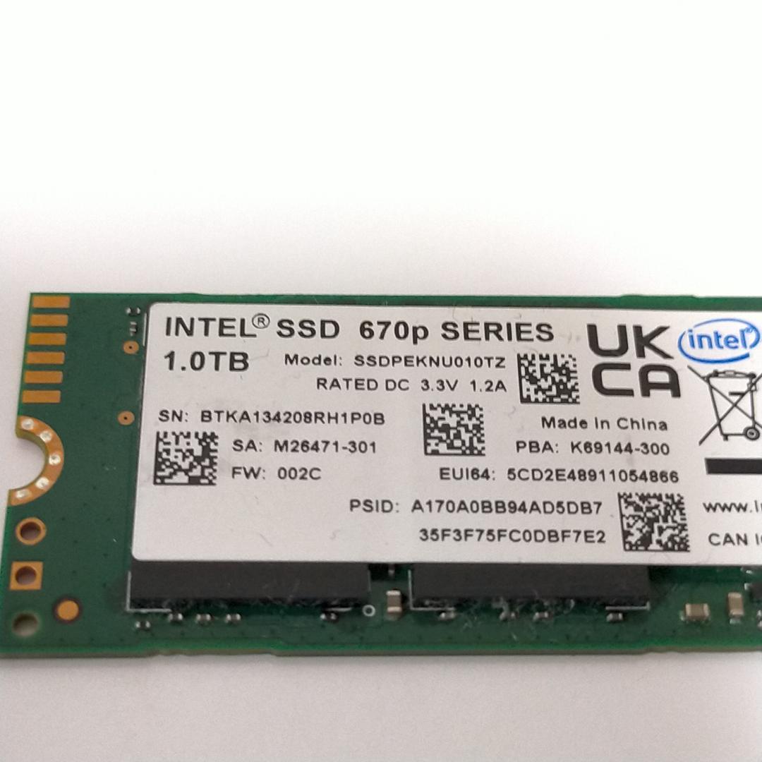 【動作確認済】intel SSD 670p 1TB PCIe3.0x4