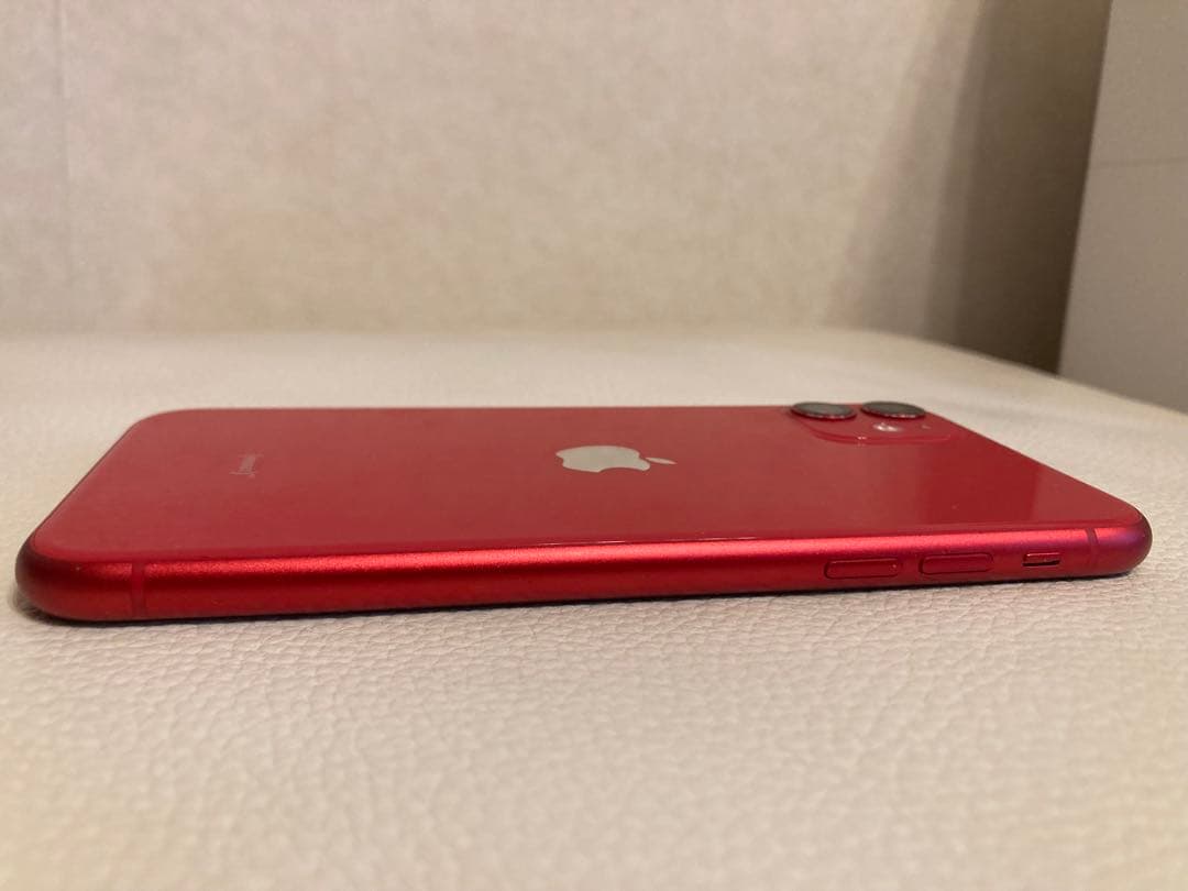 iPhone 11 レッド 128GB SIMフリー バッテリー77% ケース付