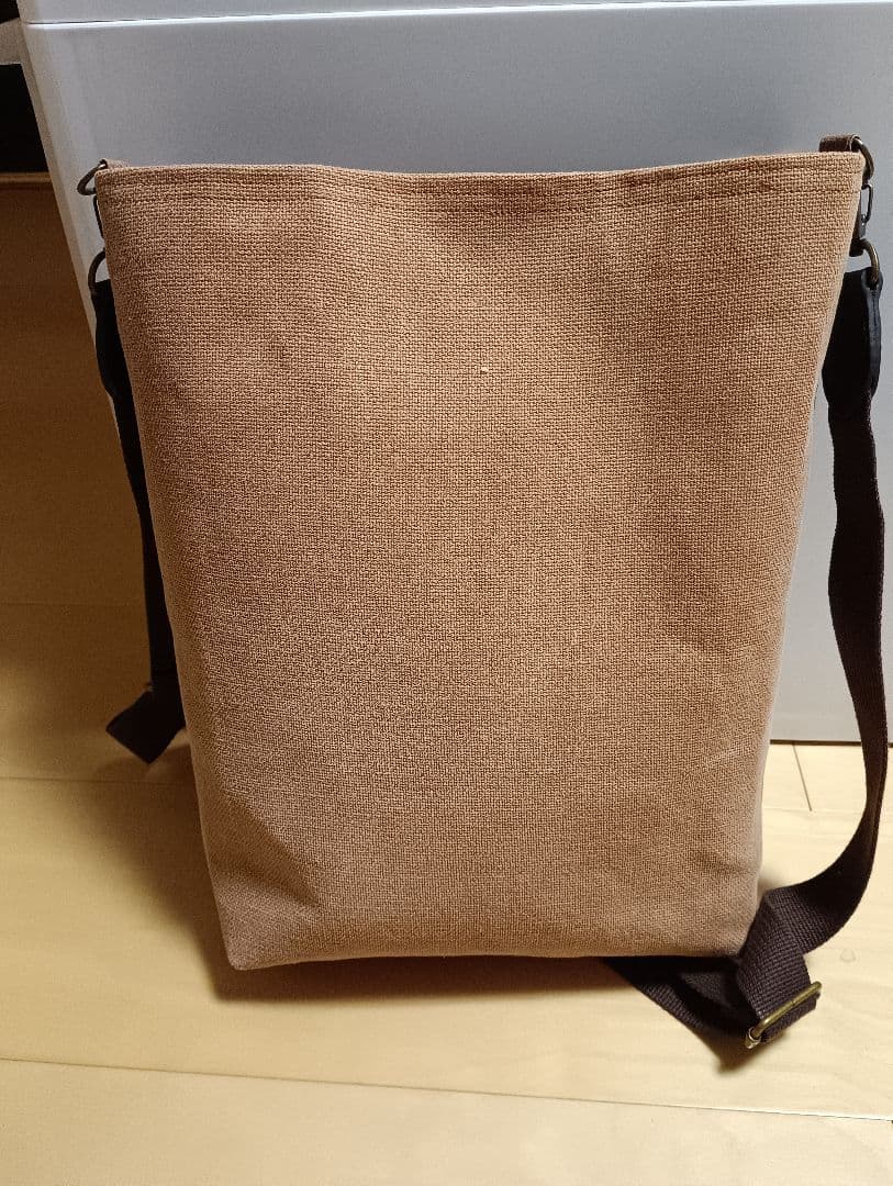 柿渋染酒袋刺し子ショルダーバッグ(ハンドメイド）