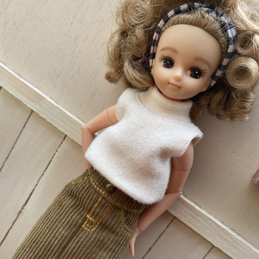 リカちゃん　洋服　コーデュロイ❤️ロングスカート　カーキ　ハンドメイド