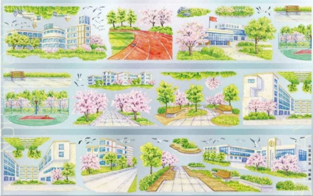 PET 春日校园② ダイカット加工 7cm×5m キャンパス　学校　桜