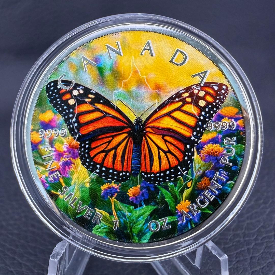 メイプルリーフ 銀貨 カラー オオカバマダラ 動物と植物の調和 1オンス 1oz