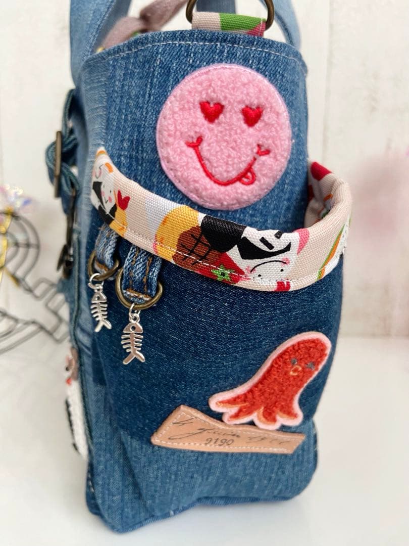 デニムリメイクバッグS おにぎり×お弁当bag