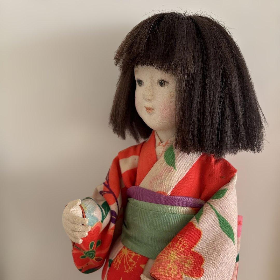 マ*タ様 ⑪昭和30〜50年代の市松人形 赤い花柄着物