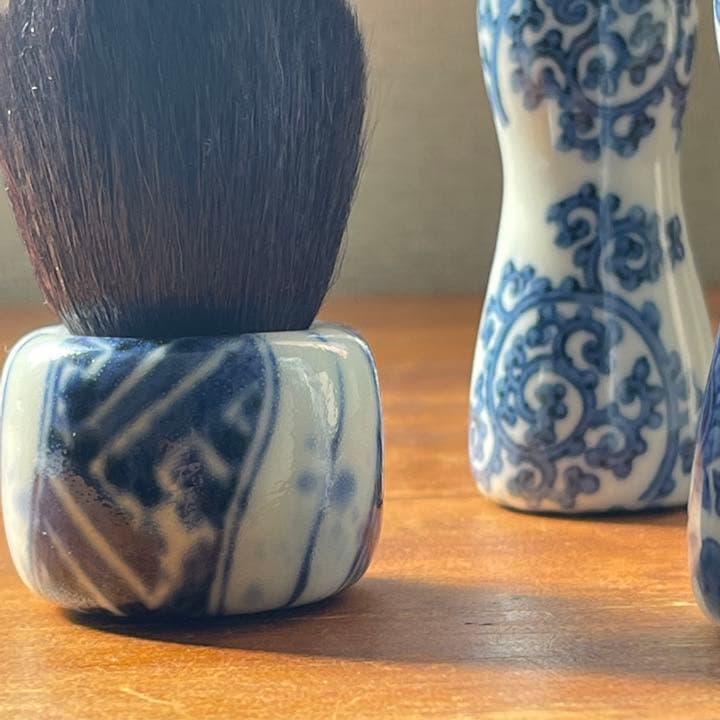 qusavi 貴祥窯×竹宝堂 熊野化粧筆★ 染付間取唐草-1　新品未使用