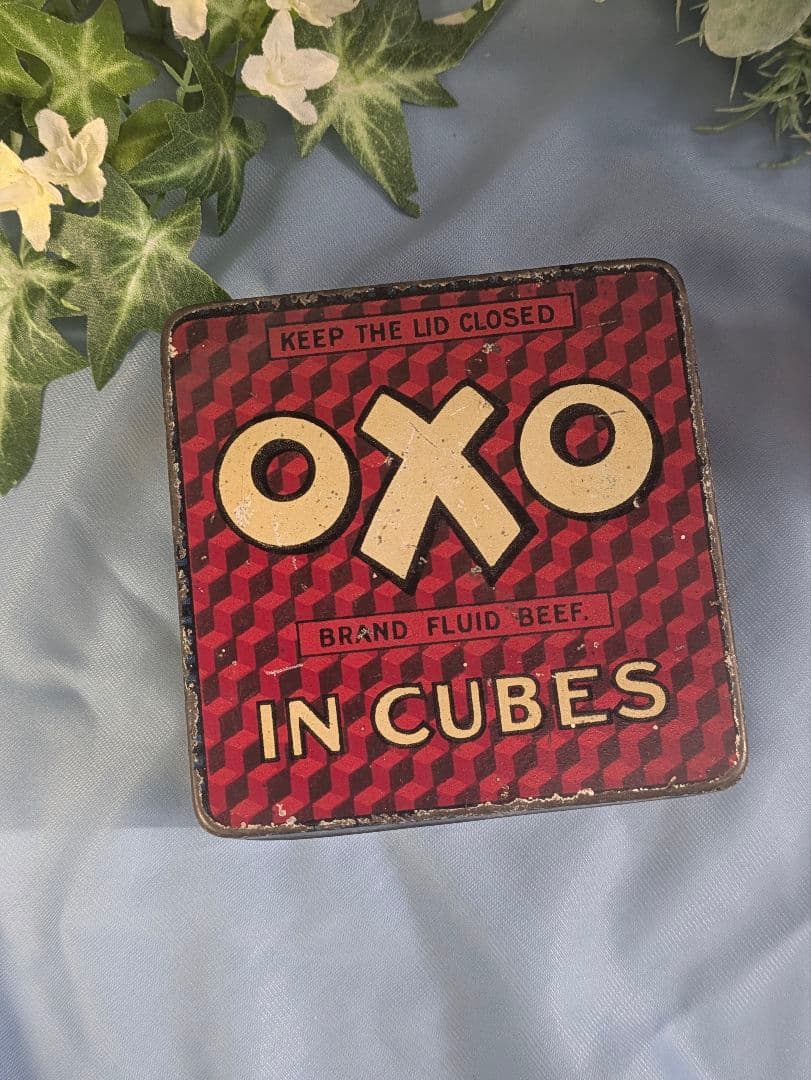 oxo アンティーク イギリス製 oxoティン缶 oxoガラスボトル セット