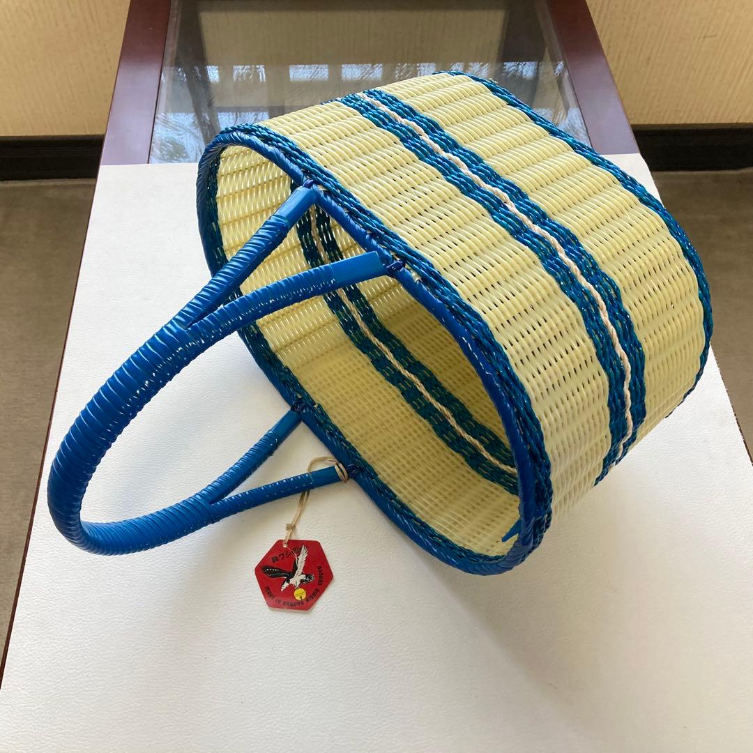 鈴ワシ印 買い物かご 籠 バスケット バッグ ビニール ポップ 昭和レトロ 新品