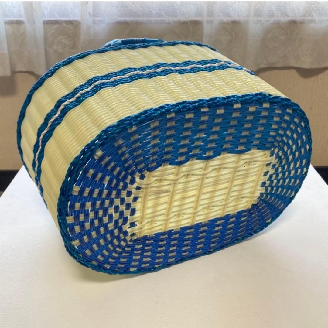 鈴ワシ印 買い物かご 籠 バスケット バッグ ビニール ポップ 昭和レトロ 新品