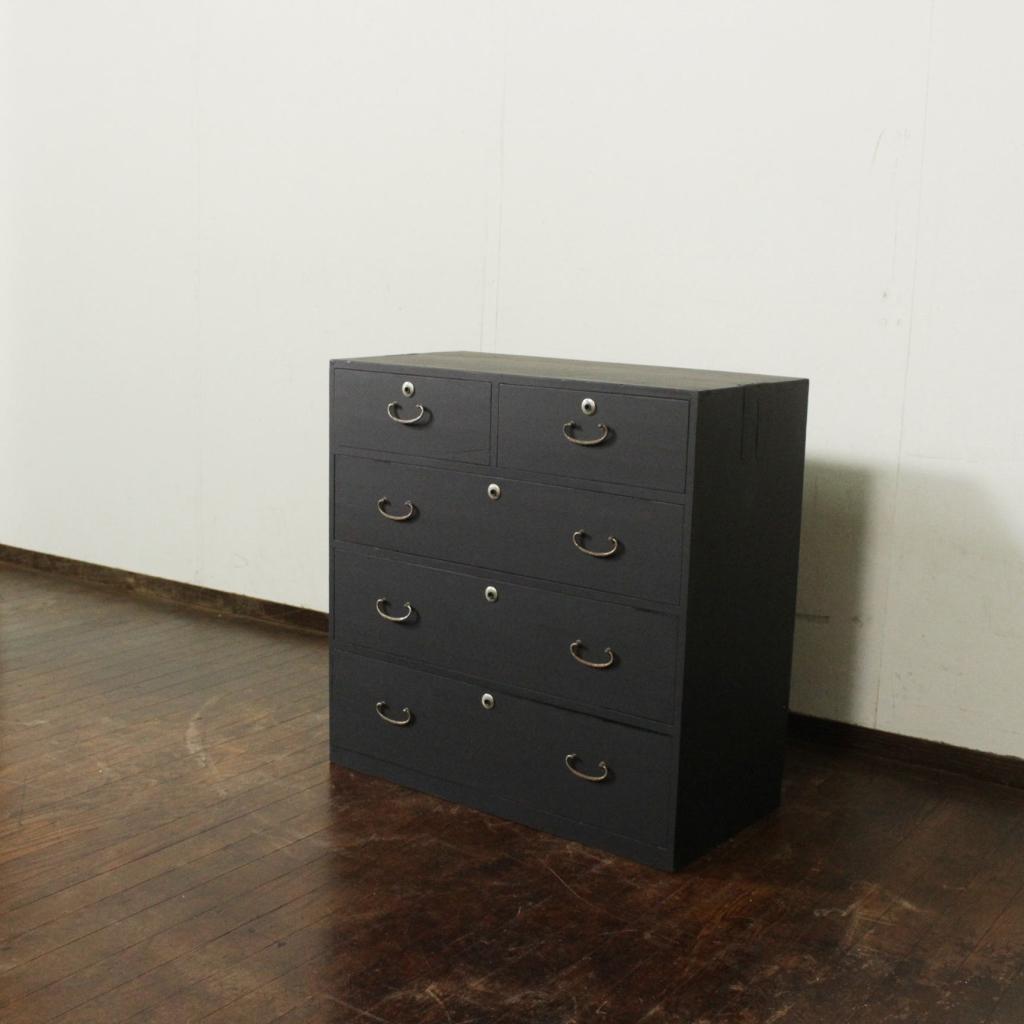 小箪笥 抽斗5杯 黒塗り 時代箪笥 手許箪笥 古家具 古道具 収納チェスト