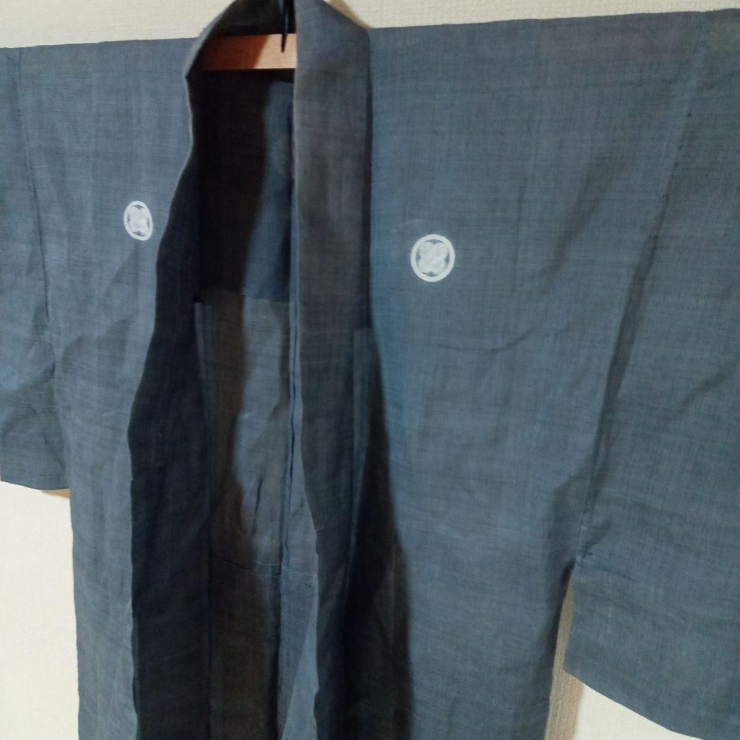 藍染め　赤穂浅野家家紋付　野良着　古着　古布　レトロポップ　ボロ藍染め