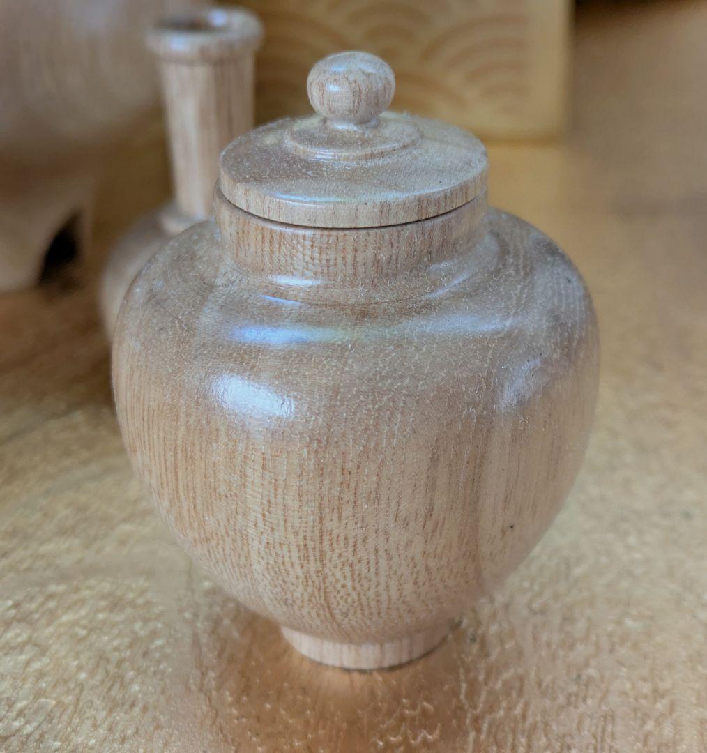 お値下げ✿木製ミニ茶道具茶釜セット✿静岡工芸挽物✿未使用箱付