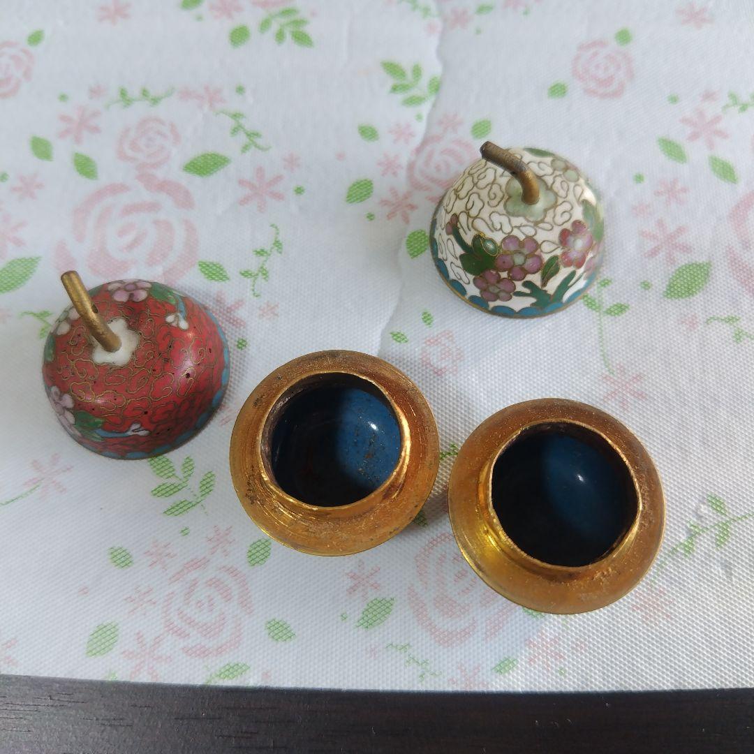 七宝焼　りんご型小物入れ　ミニ　レトロ　アンティーク　セット