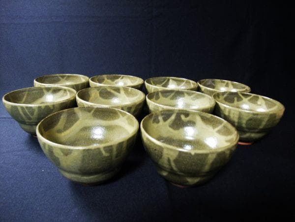 唐津 絵唐津 数茶碗 10客 銘「光山」茶道具 抹茶茶碗 未使用 共箱