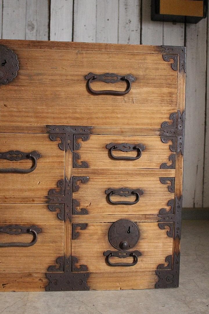 丸金具　庄内箪笥　引き出し6杯　タンス　収納　古家具　古民家　時代家具
