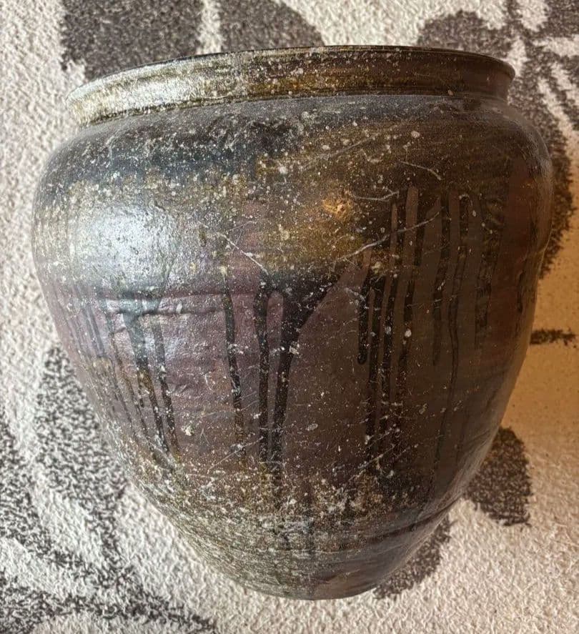 丹波焼　赤土部灰釉甕　大壺 時代物 骨董品アンティーク