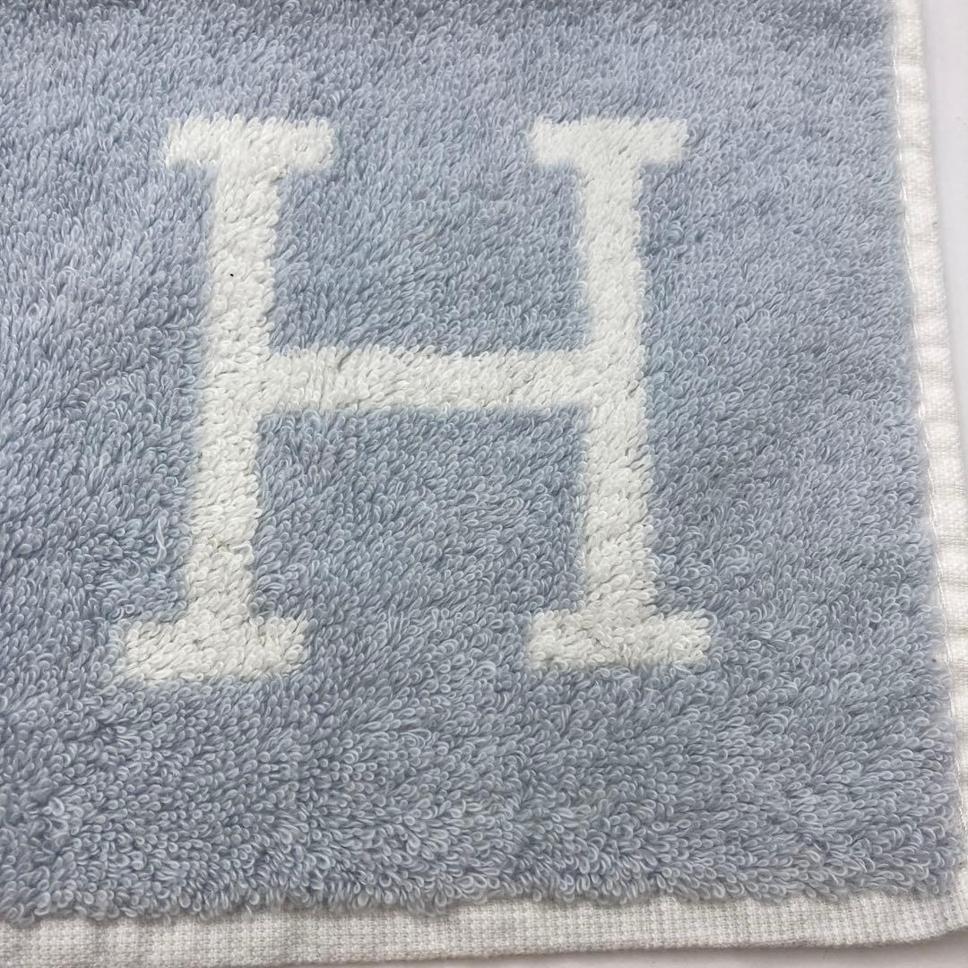 Hermes エルメス アヴァロン H柄 ハンドタオル ブルー ホワイト