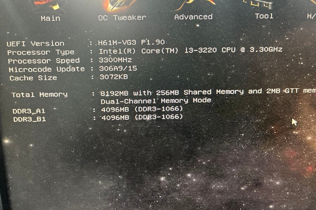 ASRocK H61M-VG3 マザーボード＆CPU＆メモリー　セット品