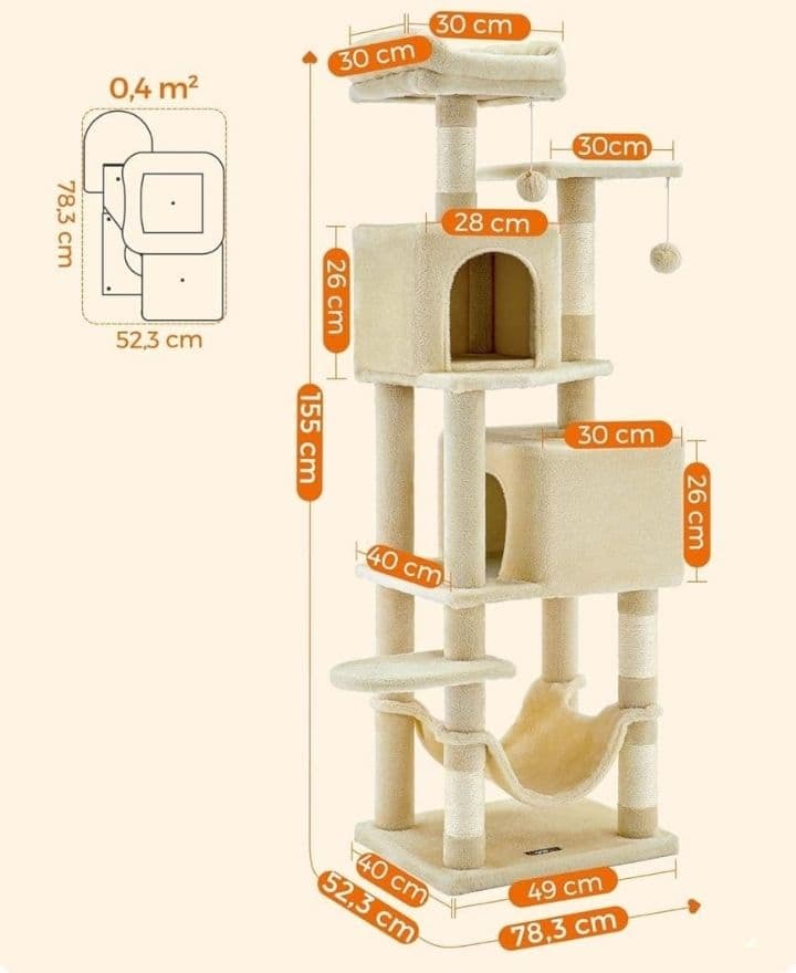 新品キャットタワー 猫タワー スリム 大型猫 多頭飼い据え置き 高さ155CM