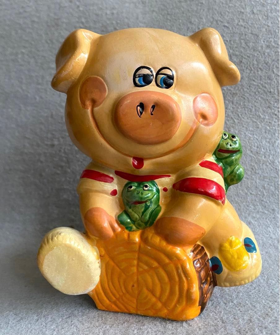 【ヴィンテージ】ENESCO piggy bank／カエル・ブタの貯金箱
