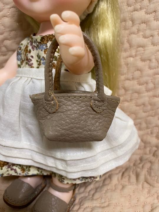 ハンドメイド　ソランちゃん　トートバッグ　本革　トープ