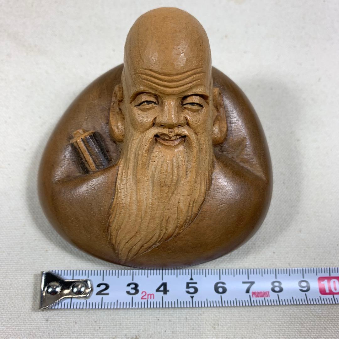 木彫福禄寿　一刀彫師 近藤宏作 木箱入