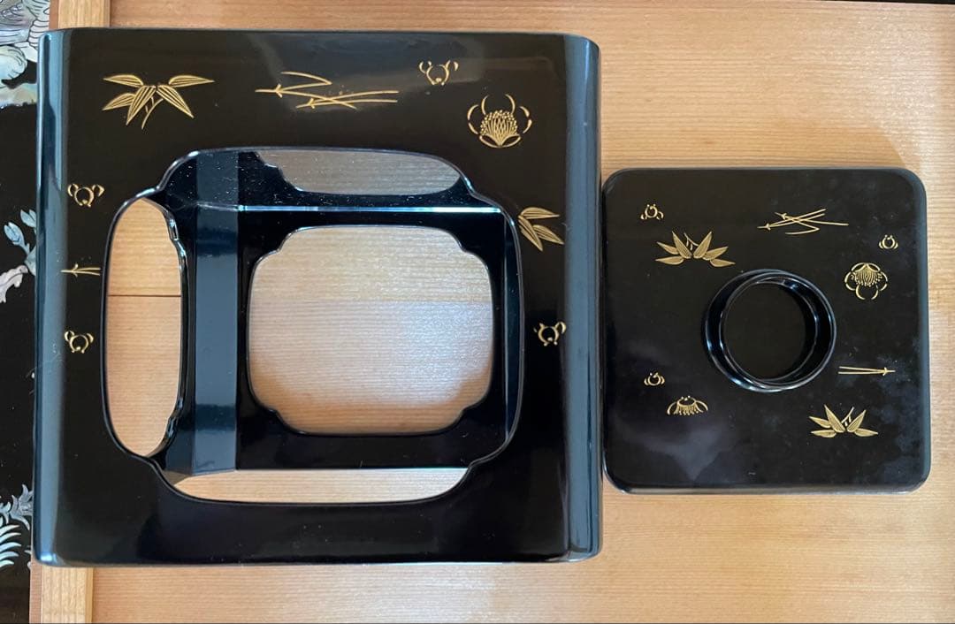 輪島塗 漆器 膳セット 黒赤 金模様