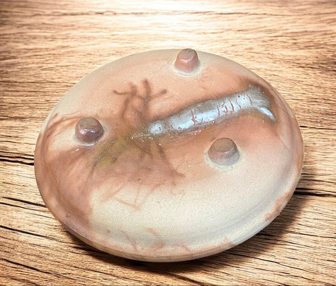 火鉢　鉢の受け皿と火箸付き　金魚鉢　睡蓮鉢　写真の白いものは傷ではありません