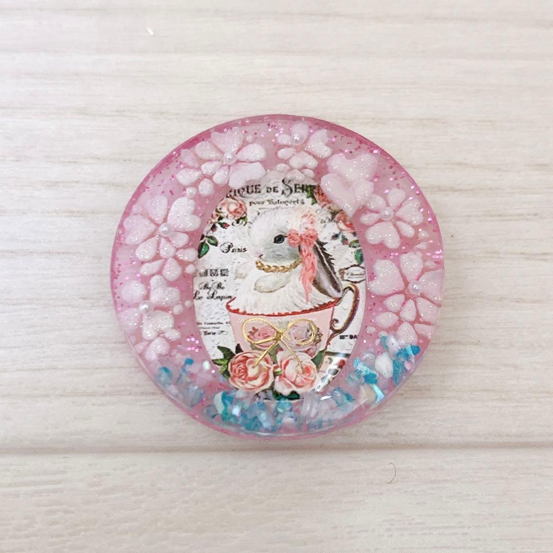 レジン　うさぎ　ヘアゴム　ブローチ