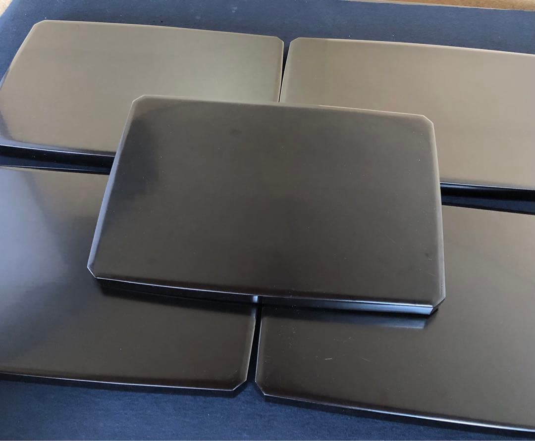 《R》懐石 黒塗 脇取膳10客 長膳 木製漆器 木箱　260323A4