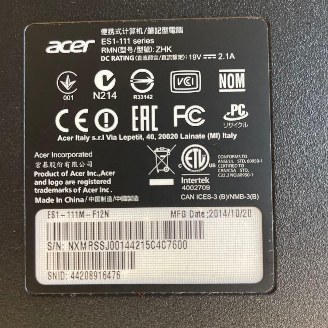 acer ノートPC ブラック ※ケース付