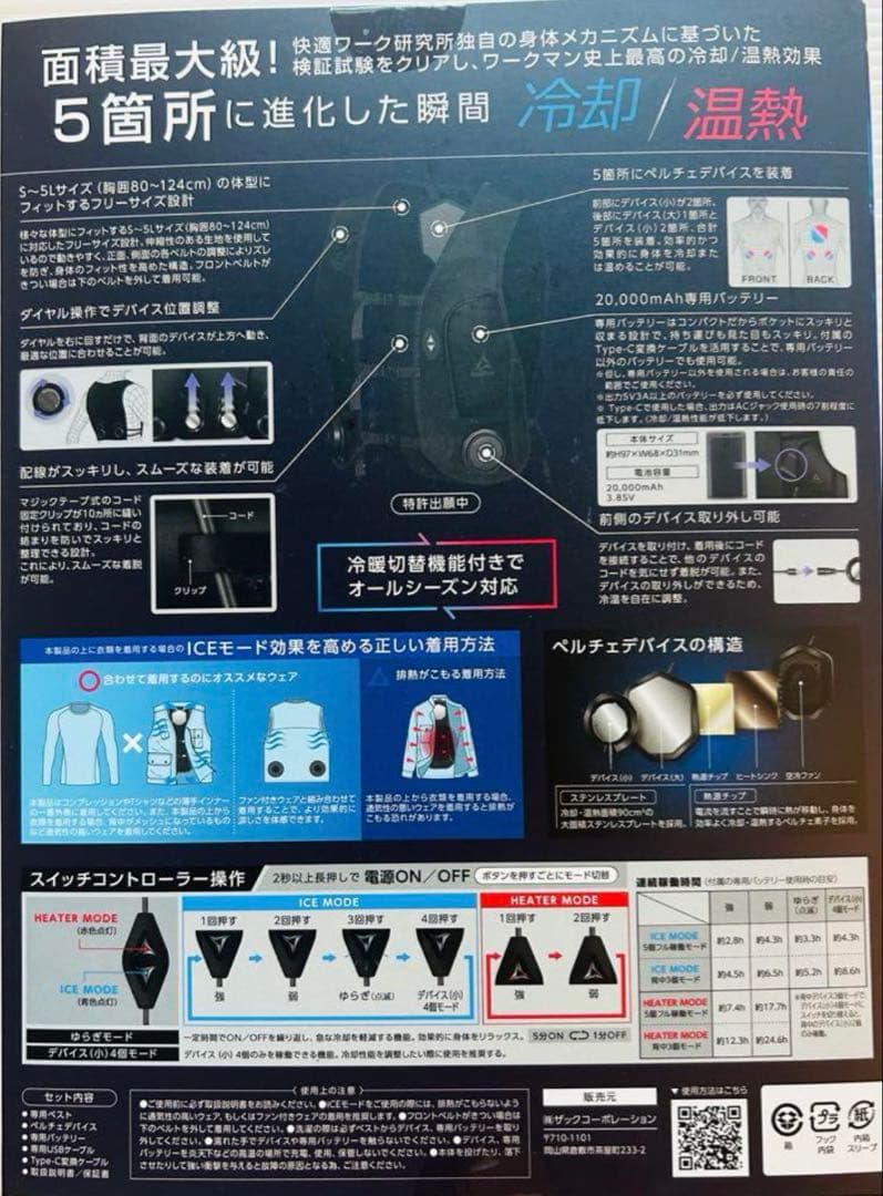 ワークマン　ペルチェベスト　Pro２　2025年モデル