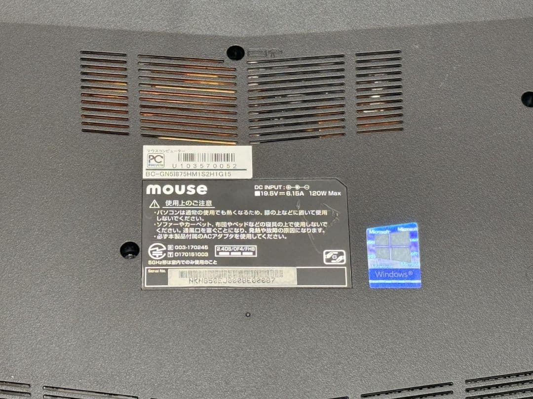 その他ノートPC本体 INTEL(R)Core(TM)i7-8750H CPU RAM 16GB