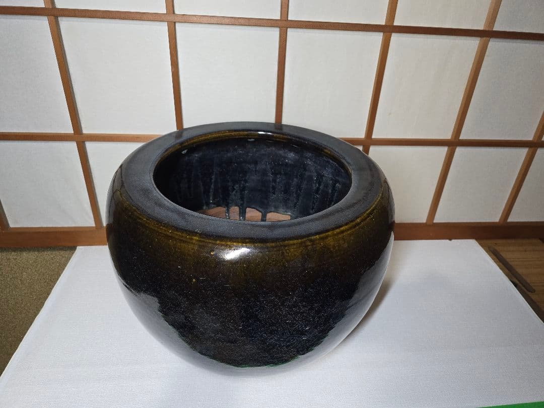 火鉢 陶器 大型 昭和レトロ アンティーク 古民具　金魚鉢 特大 睡蓮鉢 メダカ