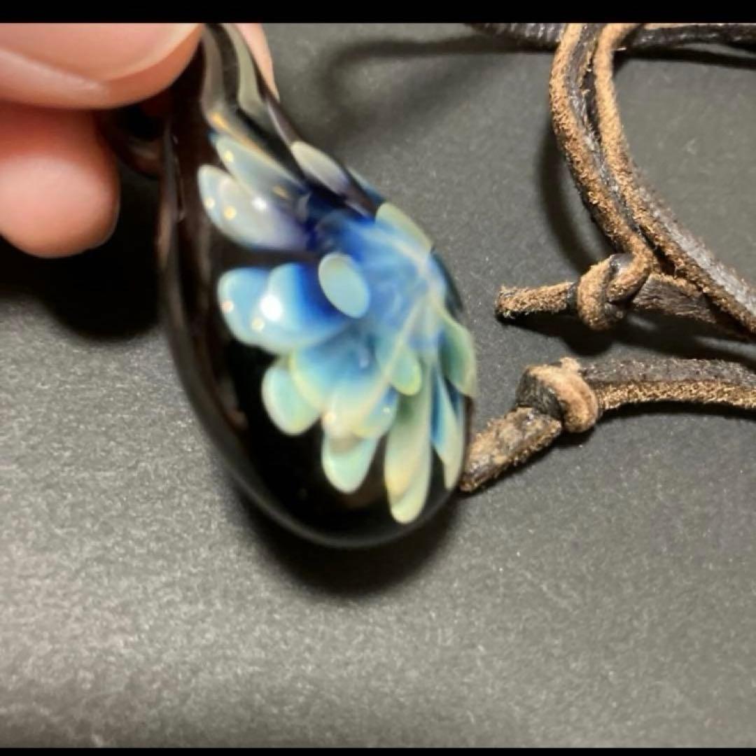 玉響glass ペンダント　ネックレス　ボロシリケイトガラス　一点物